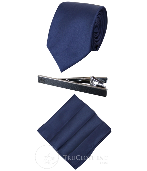 Cavani Satin Tie - Mens Matching Satin Silk Tie Hanky Hankerchief & Tie Clip Polka Dot Wedding Prom Office
