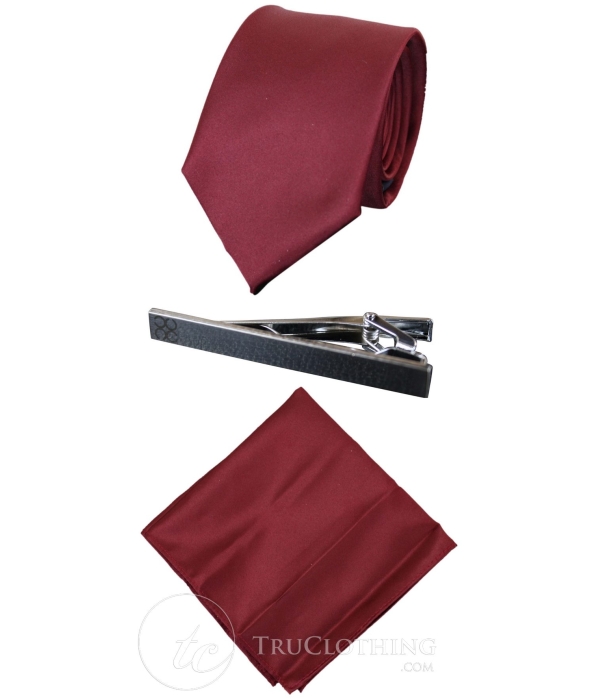 Cavani Satin Tie - Mens Matching Satin Silk Tie Hanky Hankerchief & Tie Clip Polka Dot Wedding Prom Office