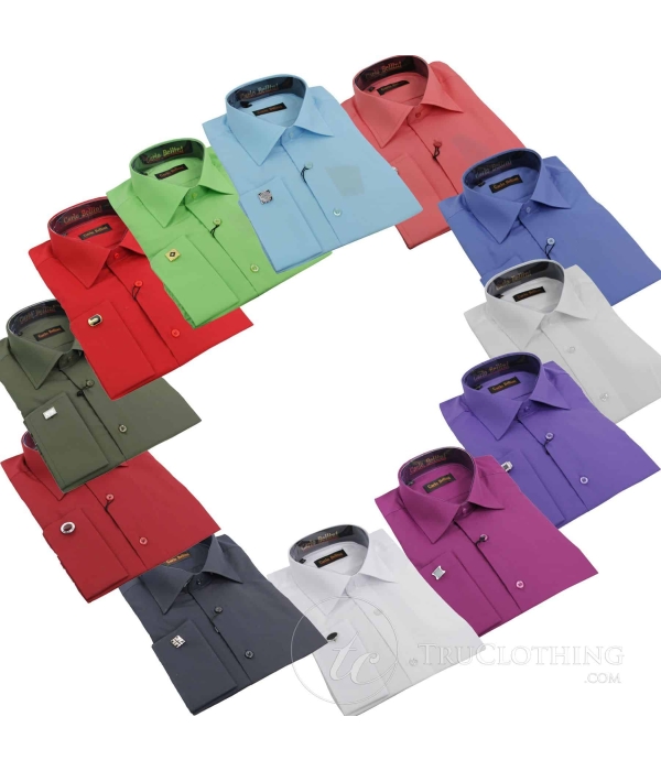 Mens Double Cuff Links Formal Dress Shirt Cotton Rich Regular Fit All Colours