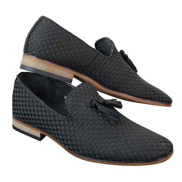 Mens Slip On Tassle Driving Shoes Smart Casual Retro Navy Blue Black Leather Lined
